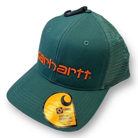 Carhartt Other - Carhartt Green Orange Canvas Msg Back Logo Graphic Cap Snap Back One Size